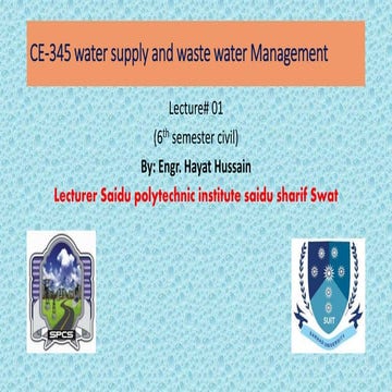 Lecture# 01 ce 345 water supply - 6th