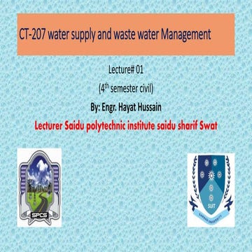 Lecture# 01 ct 207 water supply and water mangemnet