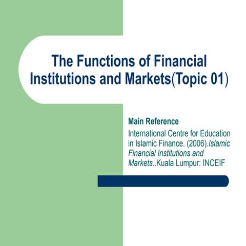 Lecture 01 islamic financial institutions and markets (ge30003)