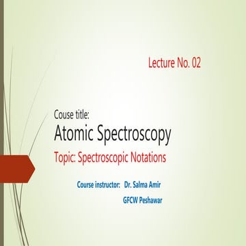 Lecture 02.; spectroscopic notations by Dr. Salma Amir