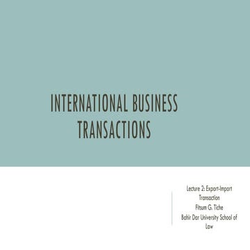 International business transactions- Lectures notes part two