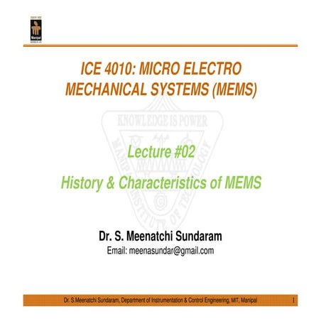 Lecture 02   history &amp; characteristics of mems
