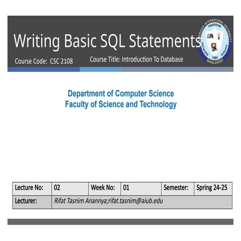 Comprehensive Guide to Writing Basic SQL Statements for Database ...