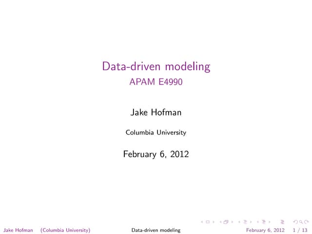 Data-driven Modeling: Lecture 03