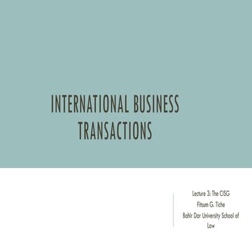 International business transactions- Lectures notes part three part two