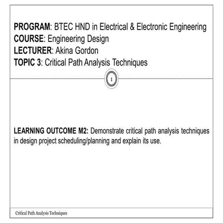 Comprehensive Critical Path Analysis Techniques for Engineering Design ...