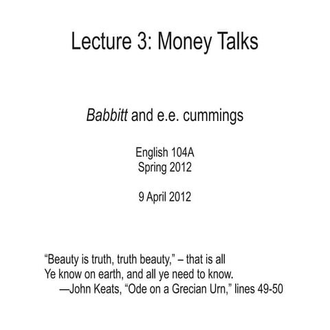 Lecture 03 - Money Talks (9 April 2012)
