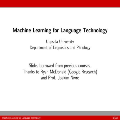 Lecture 03: Machine Learning for Language Technology - Linear Classifiers