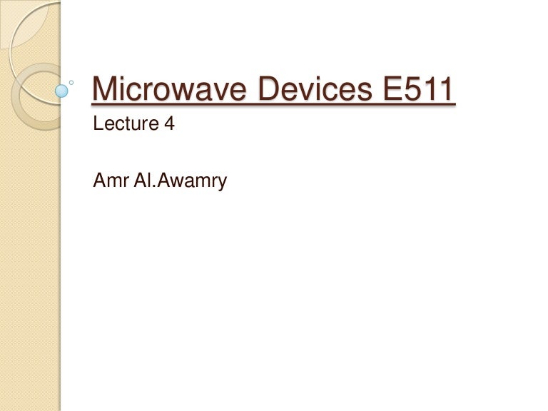 Microwave Devices Lecture04