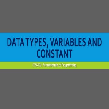 Data Types, Variables, and Constants in C# Programming | PPT