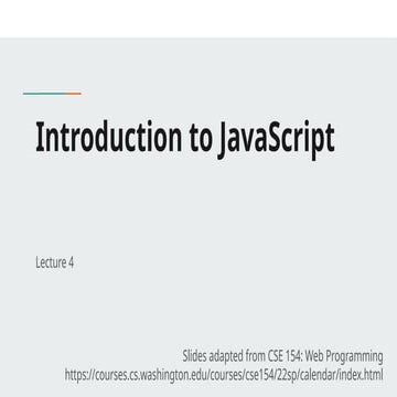 Introduction to JavaScript - Web Programming | PPTX