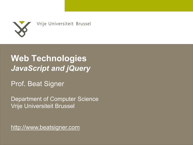 JavaScript and jQuery - Web Technologies (1019888BNR) | PDF | Web ...