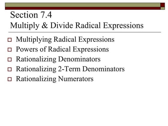 Lecture 05 b radicals multiplication and division