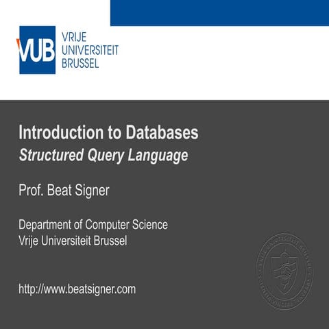 Structured Query Language (SQL) - Lecture 5 - Introduction to Databases ...