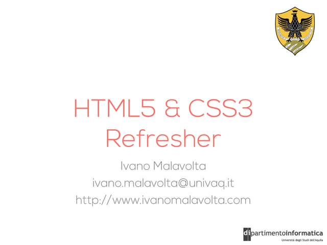 HTML5 and CSS3 Refresher