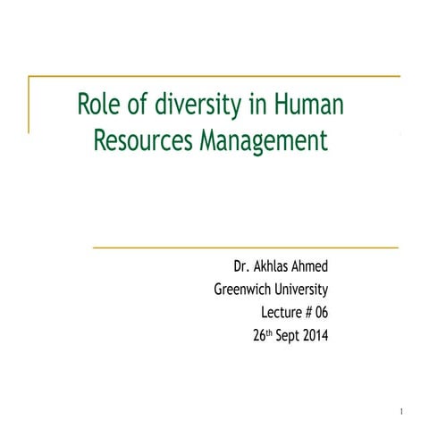 Lecture # 06 (diversity at workplace)