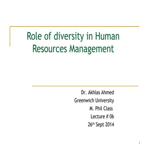 Lecture # 06 (diversity at workplace)