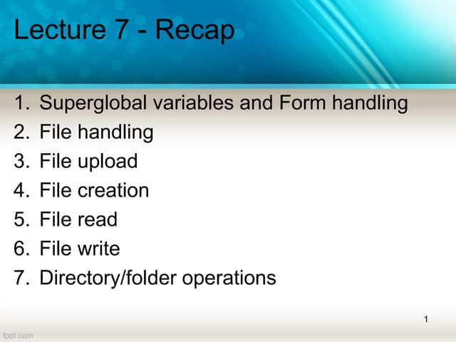 This slide show will brief about database handling