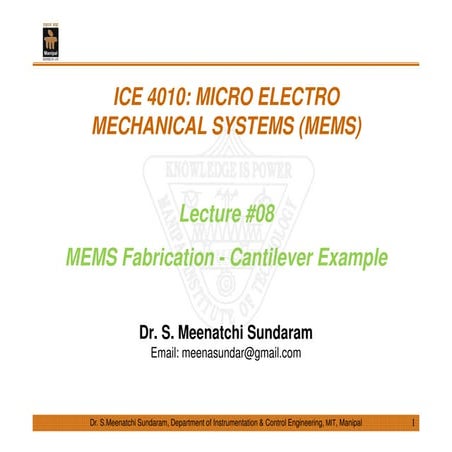 Lecture 08   mems fabrication - cantilever example