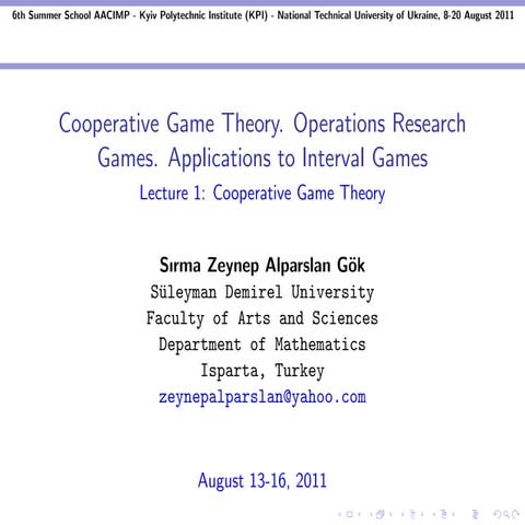 Cooperative Game Theory | PDF