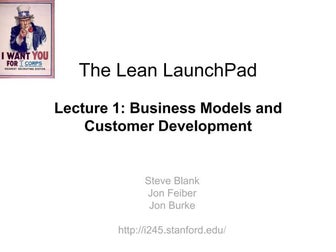 Lecture 1: Business Model & Customer Development