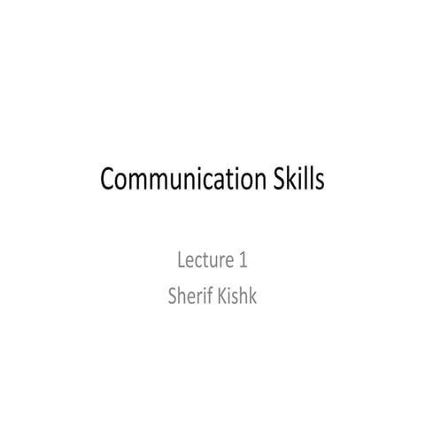 Communication Skills introduction 