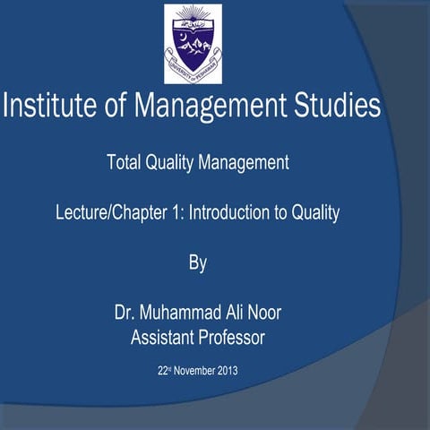 Lecture 1 TQM