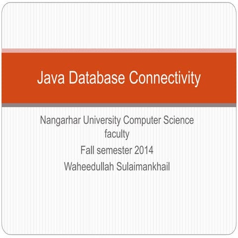 Lecture 1. java database connectivity | PPT