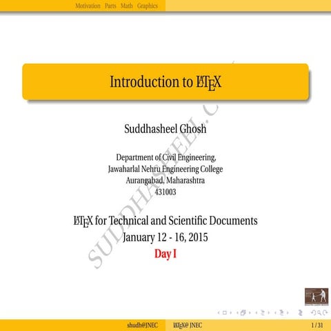 Introduction to LaTeX - Workshop Day 1