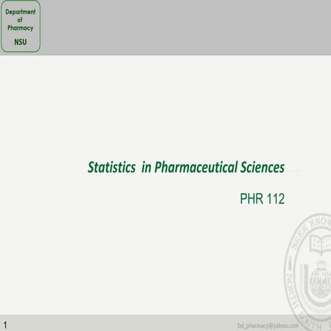 statistics in pharmaceutical sciences