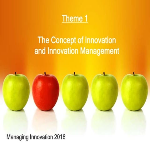 2016 - 1. The concept of Innovation and Innovation Management. The type of in...