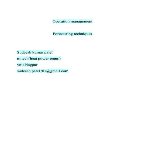 Introduction To Forecasting Techniques Pptx