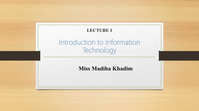 Introduction to Information Technology
