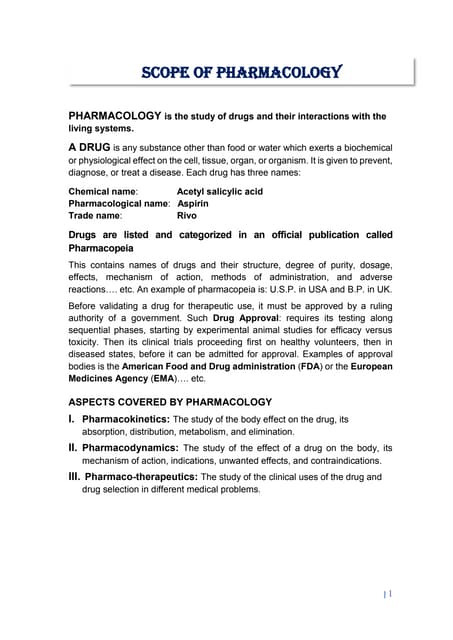 Lecture 1 Introduction To Pharmacology Lecture Notes Text Pdf Lecture 1 Introduction To Pharmacology Lecture Notes Text Pdf