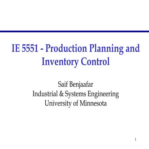 Production Planning and Inventory Control