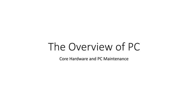 Core Hardware: Lecture 1