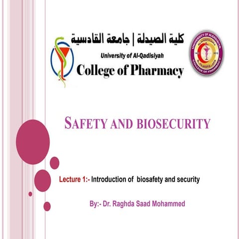 Lecture 1 introduction of biosafety & biosecurity