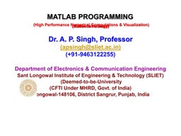 Two Days workshop on MATLAB | PPT