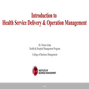 Health Service Delivery and Operation Management