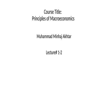 Introduction to Macroeconomics and its problems