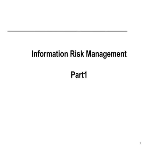 "information risk management in cybersecurity" Lecture 1