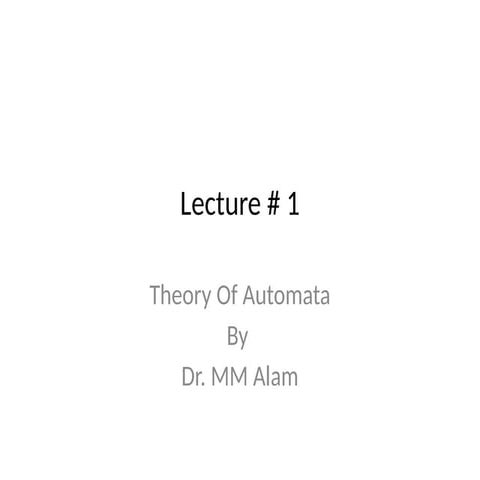 Lecture #1 of the subject theory of Automata