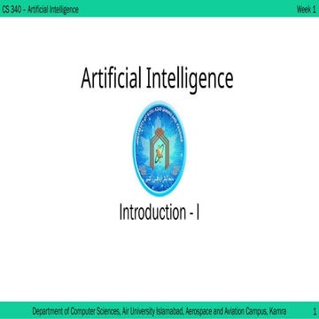 Lecture # 01 - Introduction to Artificial Intelligence | PPTX