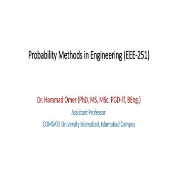 Probability Methods in Engineering: Concepts and Applications by Dr ...