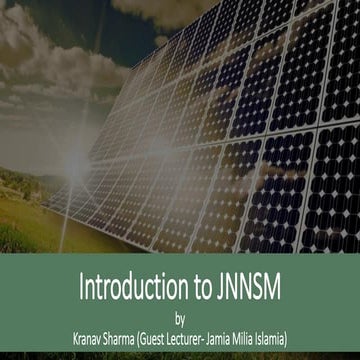 Introduction to JNNSM- India's National Solar Mission