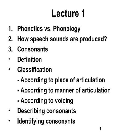 Lecture 1 Consonants