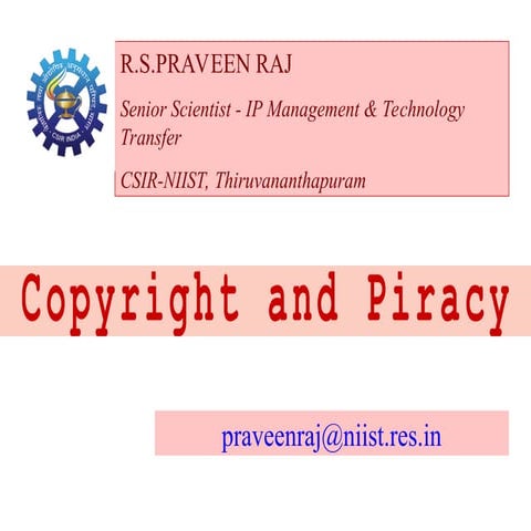 Lecture 1 - Copyright and Piracy- intellectual property rights .ppt