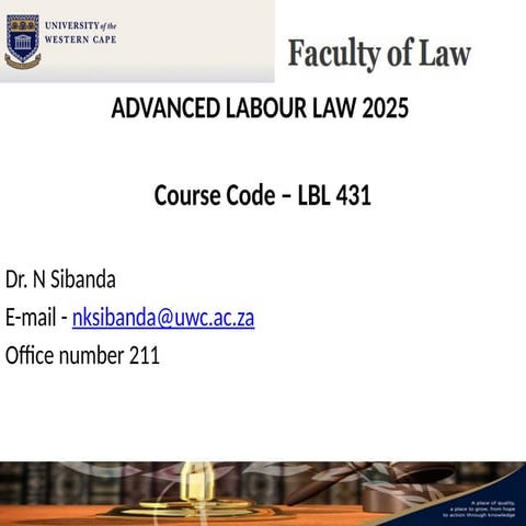 Lecture 1 - INTRODUCTION. A document of labour law | PPTX