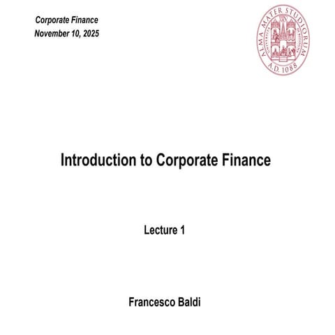 Lecture 1 - Introduction to Corporate Finance - QF - UniBo.ppt