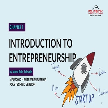MPU22012 Lecture 1 - Introduction to Entrepreneurship | PDF